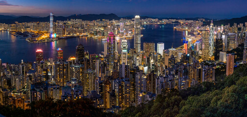Hong Kong City at night from the peak