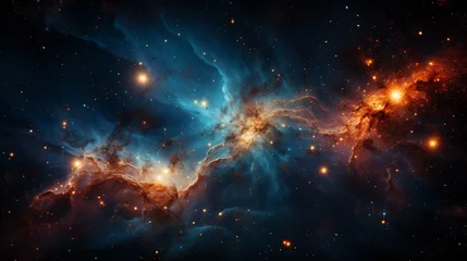 Fotobehang Majestic Milky Way galaxy spiraling against pitch black backdrop, AI Generated © Shining Pro