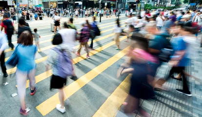 Deurstickers Crowd of people walking on busy hong kong street © xy