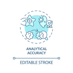 2D editable blue analytical accuracy icon, monochromatic isolated vector, thin line illustration representing cognitive computing.