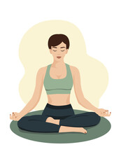 Fototapeta premium Lotus pose young woman, meditating girl