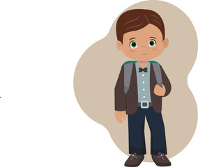 School boy with school bag vector