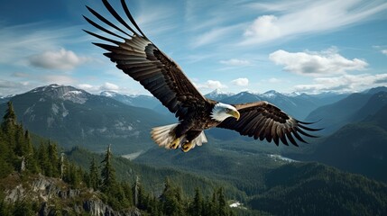 Fototapeta premium American bald eagle in the nature background
