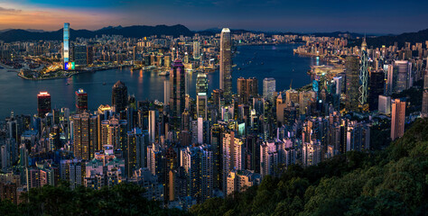 Hong Kong City at night from the peak