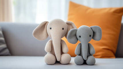 toy elephant in a children's room, stylish Scandinavian interior, childhood, cozy home, play toys, background, design, decor, handmade, figurine, animal, beauty