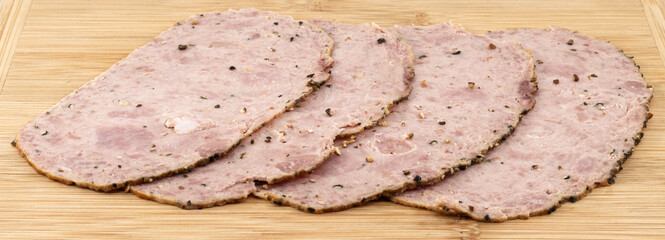 black peppered turkey bacon slices