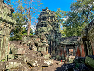 Ta Prohm, a mysterious temple of the Khmer civilization, located on the territory of Angkor in...