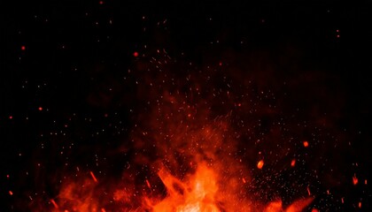 Fototapeta na wymiar fire embers particles texture overlays burn effect on black background design texture