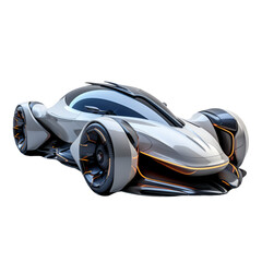 3D Futuristic Car Isolated On Transparent Background