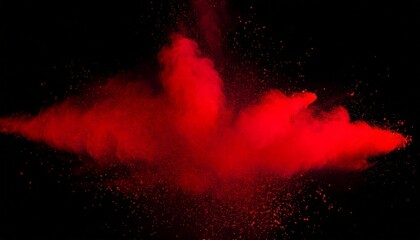red abstract powder explosion on a black background