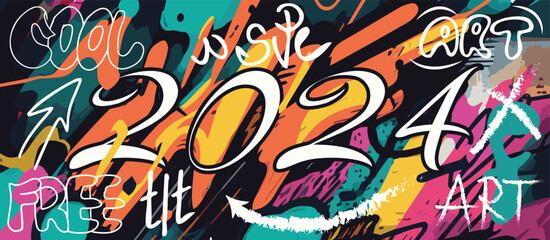 Set of vector backgrounds in graffiti style. Wall art, writing on the wall. Template for banner, poster, cover, card. flyer. Vector illustration, design elements. © Ivan