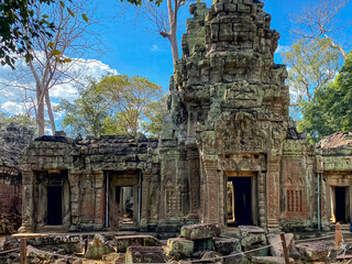 Ta Prohm, a mysterious temple of the Khmer civilization, located on the territory of Angkor in...