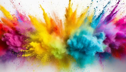 colorful rainbow holi paint color powder explosion white wide panorama background