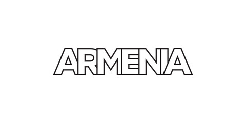 Armenia in the Colombia emblem. The design features a geometric style, vector illustration with bold typography in a modern font. The graphic slogan lettering.
