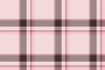 Plaid background, check seamless pattern in pink. Vector fabric texture for textile print, wrapping paper, gift card or wallpaper.