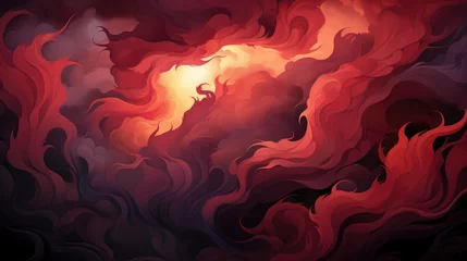 Fototapeten Abstract Dark Red Background Dramatic Fiery, Background Banner HD, Illustrations , Cartoon style © Alex Cuong