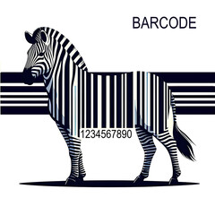 Zebra with barcode. Concept art.