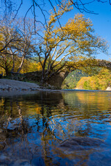 historical  bridge among the colors of autumn