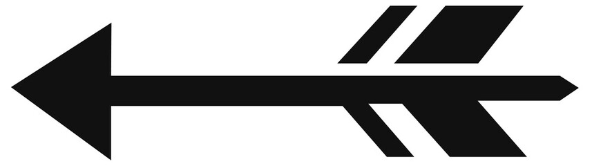 Medieval arrow flat icon. Black horizontal pointer illustration - obrazy, fototapety, plakaty