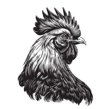 recommend clip art: Rooster head farm sketch hand drawn in doodle style
