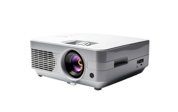 Chargeable Gray Projector Device Machine on a White or Clear Surface PNG Transparent Background