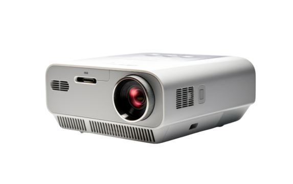 Chargeable Gray Projector Device Machine Presentation on a White or Clear Surface PNG Transparent Background