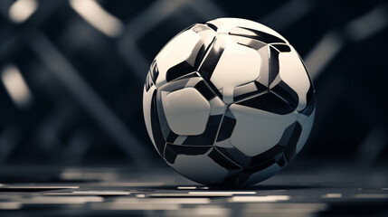 Soccer ball in black and white colors close up