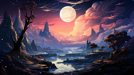 Beautiful Blue Planet Earth Glow Starry, Background Banner HD, Illustrations , Cartoon style