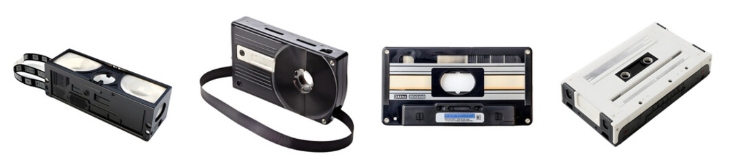 cassette tape isolated on a transparent PNG background, white background, Generative Ai