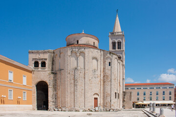 Fototapeta na wymiar Church of St. Donatus (Crkva sv. Donat) and Roman Forum Zadar in the state of Zadar Croatia 