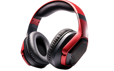 Wireless Freedom Black and Red Headphones on a White or Clear Surface PNG Transparent Background