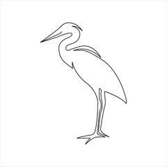 Continuous heron single line drawing icon vector outline illustration