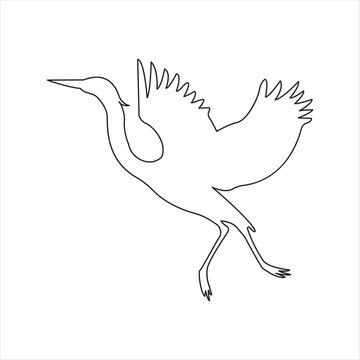 recommend clip art: Continuous heron single line drawing icon vector outline illustration