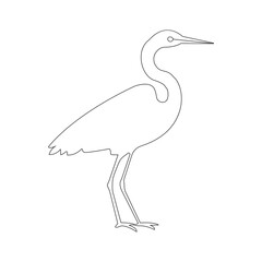 Continuous heron single line drawing icon vector outline illustration