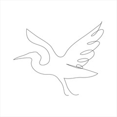 Continuous heron single line drawing icon vector outline illustration