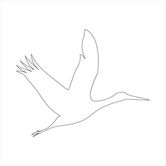 Fototapeta premium Continuous heron single line drawing icon vector outline illustration
