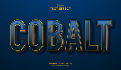 decorative elegant cobalt blue editable text effect vector design - obrazy, fototapety, plakaty