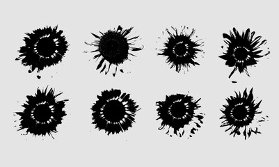 Brush flower vector seamless pattern. Hand drawn botanical ink illustration with floral motif. Camomile or daisy painted by brush. Hand drawn painting for your fabric, wrapping paper, wallpaper design