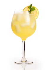 Summer Refreshing drink with ice, lemon and mint. Cold lemonade