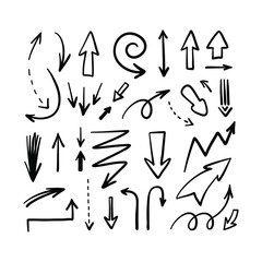 Hand drawn arrow set vector illustration