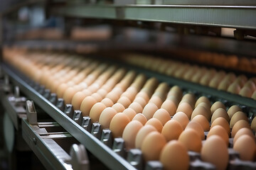 conveyor eggs production line at a factory