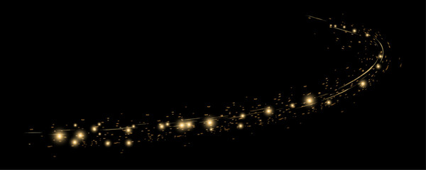 Fototapeta premium Golden luxury glitter background. Festive vector background with gold glitter and confetti for celebration. Black background with glowing golden particles.