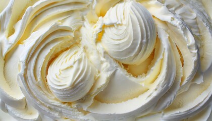 texture of white ice cream background close up whipped mascarpone cream cheese top view overhead view of vanilla ice cream surface generative ai photo