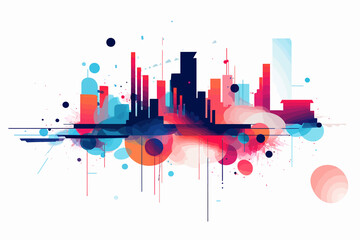 Abstract Expression of Urban Soundscapes isolated vector style illustration - obrazy, fototapety, plakaty