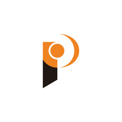 letter p circle colorful geometric center logo vector - obrazy, fototapety, plakaty