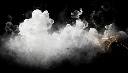 white puff of smoke and fog vapor on or background with gas pattern and mist misty smoky and incense burning with steam smog and cloudy spray or powder with texture
