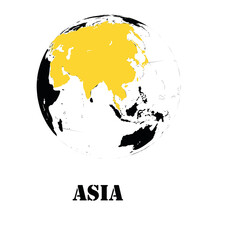 Asia continent World map earth, international globe, grey template. Circle earth. Country travel worldwide concept. Background continent with transperent background