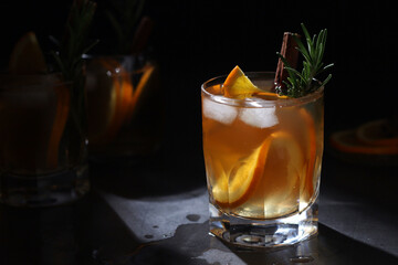 Orange rosemary bourbon cocktail in low key