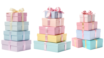 Pastel gift boxes stacks