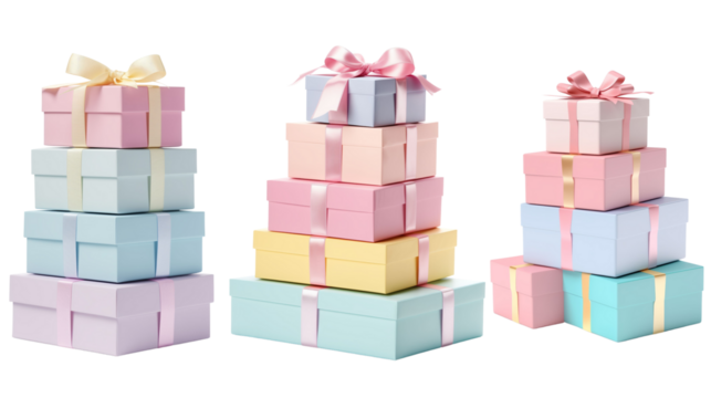 Pastel gift boxes stacks